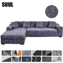 Chair Covers 4-seater Stretch Sofa Cover Square Lattice Printed Couch Waterproof For Living Room