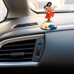 Solar Powered Car Interior Doll Hawaiian Dancer Girl Dashboard Decorations Dancing Figure Toy Mini Collectible Figurine for auto