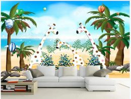 Wallpapers Custom Po Wallpaper For Walls 3 D Murals Fresh Beach Tree Beautiful Cartoon Children's Room Kids Background Wall Papers