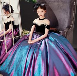 Noble Purple/Black Jewel Taffeta Girl's Pageant Dresses Girl's Birthday/Party Dresses Flower Girl Dresses Girls Everyday Skirts Kids' Wear SZ 2-10 D413313