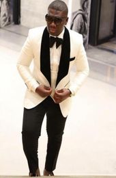 White and Black Wedding Mens Suits for Business Men 2018 Shawl Lapel One Button Custom Made Groom Tuxedos Jacket Pants2328633