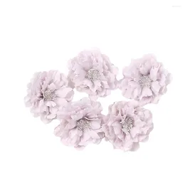 Decorative Flowers 5pcs Realistic Fake 6cm Wedding Decor DIY Arrangement Silk Peony Handmade Bouquet Party Home Ornament Artificial Flower