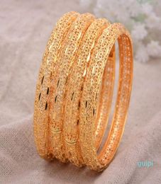 24K India Ethiopian Yellow Solid Gold Filled Lovely Bangles For Women girls party Jewellery BanglesBracelet gifts Y11263514169