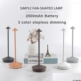 Table Lamps Cordless Lamp Portable Led Desk Mordern Rechargeable Nightstand In Aluminum Dimmable Light Indoor Outdoor Drop Delivery Dhzxe