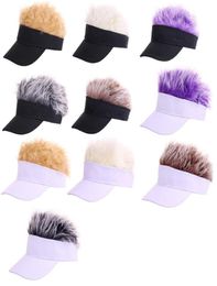 New Novelty Sun Visor Cap Wig Peaked Adjustable Baseball Hat with Spiked Hair Golf Sun Visors Running Hat viseira9929828