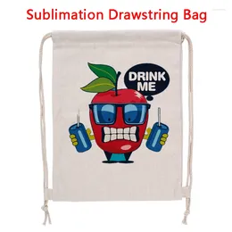 Storage Bags 30x40cm Sublimation Cotton Linen Bag Drawstring Double-shoulder Backpack Candy Toy Personalised DIY Christmas Gift