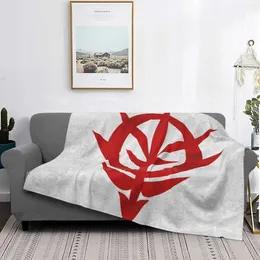 Blankets Zeon Logo Texture White Air Conditioning Soft Blanket Scifi Science Fiction Robot Mecha Anime Manga Principality Of Side