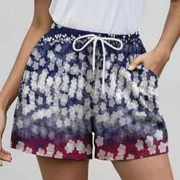 Women's Shorts Independence Day Women American Flag Patterns Casual Drawstring Elastic Waist Short Pants 4 Of July Set