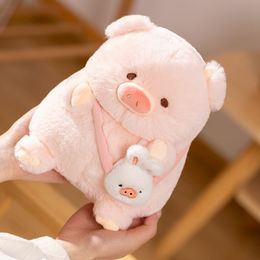 Soft Fluffy Valentine Peluche Pink Pig Cuddly Plushie Stuffed Hug Red Heart Piggy Animals Gift for Girl Boy Cute Doll Toys