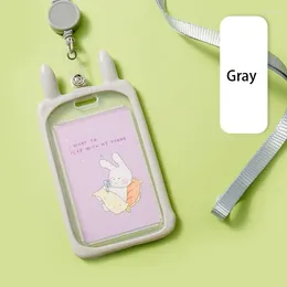 Storage Bags Student ID Card Holder With Retractable Lanyard Waterproof Vertical Silicone Case For Teens Boys Girls J2Y