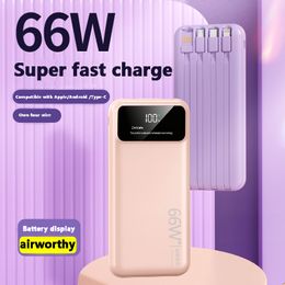 20000mAh Large Capacity Powerbank 66W Portable Power Bank with Line Mobile Battery For iPhone iPad Samsung Laptop
