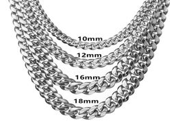 618mm Stainless Steel Cuban Miami Chains Necklaces Big Heavy Silver Colour Link Chain for Men HipHop Rock jewelry2543207