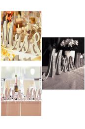 Vintage Design English Letters MrMrs Wooden Wedding Background Decoration Glitter Gold Silver Present Table Centrepiece Decor 1 S5429747