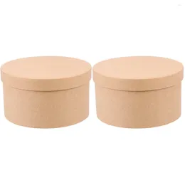 Take Out Containers 2 Sets Round Cake Box Sweet Paper Case Bakery Supplies Gift Accessory Ice Cream Bouquet Cookie Holder Kraft