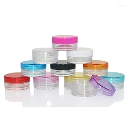 Storage Bottles 2G Plastic Cream Jar Round Bottle Cosmetic Packaging Container Small 2ML Empty Box Nail Beauty 100Pcs