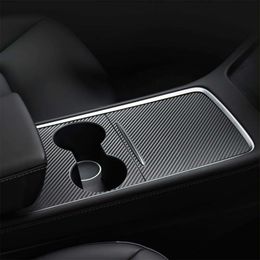 New 1~5Pcs For Tesla Model 3 Y 2021-2023 Centre Console Panel Sticker Wood Grain Film Carbon Central Control Cover Car Interior