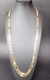 Heavy 94g 10mm 18 K Yellow Gold GF Men039s Necklace Curb Chain Jewelry Pendant Necklaces5285689