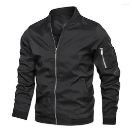 Men's Jackets Men Jacket Stylish Autumn Stand Collar Coat With Ribbed Cuffs Zipper Placket Outwear Business For Streetwear
