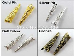 50Pcslot Bugle Filigree Long End Bead Cap 9x35mm Gold Silver Bronze Dull Silver Whole3716072