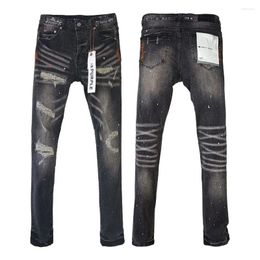 Women's Pants Purple Brand Jeans Hip-hop Washed Label Tinted Black Repair Low Raise Skinny Denim