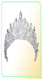 Gorgeous Princess Big Wedding Crowns Bridal Jewel Headpieces Tiaras Women Silver Metal Cryst European Headpieces Jewelry Bridal Ac4189232