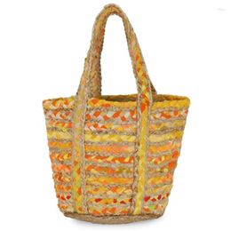 Storage Bags Jute Cotton Hand Bag Braided Woven Handbag Wide Space Tote Cosmetic