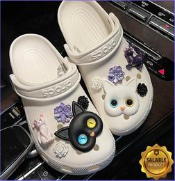 Black White Cats Flowers Charms Designer DIY Animal Jeans Shoes Decaration Accessories For JIBS s Kids Boys Girls Gifts5024661