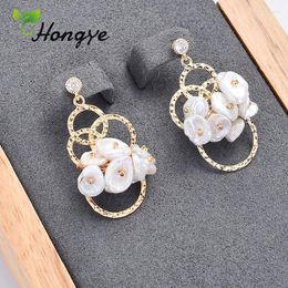 Dangle Earrings Natural Freshwater Pearl Multi Circles Silver 925 Pendant Hanging Earring For Women Baroque Wedding Brinco