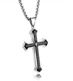 hip hop pendant necklace for men luxury designer mens black pendants stainless steel Bible scriptures Jewellery gift1174966