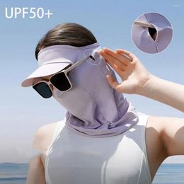 Scarves For Women Solid Color Summer Face Sunscreen Veil With Cap Brim Gini Mask Cover Silk Womne Sun Hat