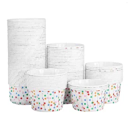 Disposable Cups Straws Ice Cream Bucket Cake Case Cup Baking Wraps Sundae Paper Dessert Bowls