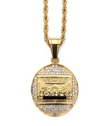 Fashion Charms Men Stainless Steel Gold Necklaces The Last Supper Pendent Chain Punk Rock Micro Mens Costume Jewelry Necklace For 2052360