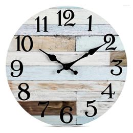 Wall Clocks YO-Wall Clock Silent Non-Ticking Wooden Battery Operated Country Retro Rustic Style Decorative For Living Room