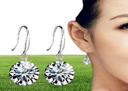 Sterling Silver Bridal Crystal Drop Earrings 10mm Classic Shiny Jewelry Wedding Accessories Rhinestone Earrings For Bride Women8950072