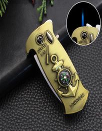 Creative Multifunctional Lighter Metal Knife Windproof Straight Jet Lighter Gas Inflatable Smoking Set Outdoor Tool Torch6800879