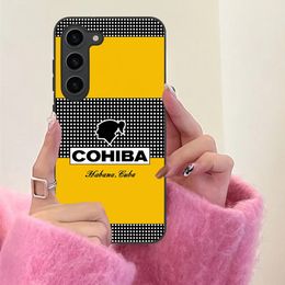Luxury C-Cohiba Mobile Cell Phone Case for Samsung Galaxy S24 S23 S22 S21 S20 S10 S9 Plus FE Ultra Lite Black Phone Cover Funda