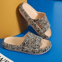 Slippers Summer Women's Leopard Print EVA Slides 2024 Lightweight Open Toe Slip On Sandals Fashion Soft Bottom Beach Men