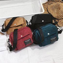 Shoulder Bags Women Canvas Single Messenger Bag Small Square Corduroy Japan Korean Style Les Sacs Des Femmes