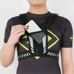 Reflective Mobile Phone Pouch Mesh Breathable Sports Water Bag Lightweight Elastic Women Men Large Capacity for Outdoor Bicycle