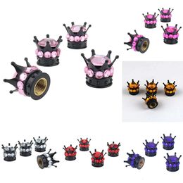 New 4PCS Wheel Tyre Crown Shape Bling Diamond Tyre Stem Dust Vae Caps Truck Car Motorcycle Bicycle Air Cover