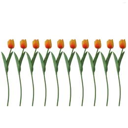 Decorative Flowers Fake PU Multifunctional Soft Orange Real Touch Artificial Tulips Clear Texture For Party Pography