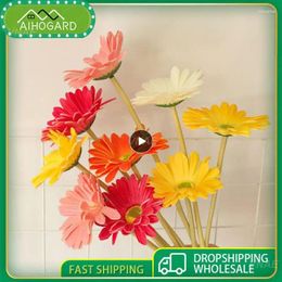 Decorative Flowers Simulation Unique Style Grace Transparent Clear Reality Thick Leaves Full Rich Colors Fresh Elastic Gerbera The