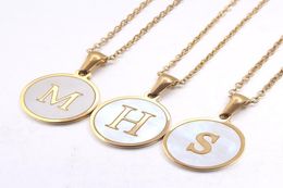 Newest Luxury Gold Color 26 Letter Necklaces Alphabet Shell Pendant Necklace Fashion Chain Necklace For Women Men Jewelry3954197