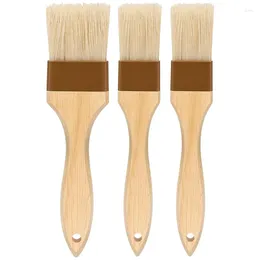 Tools Pastry Brush Basting For Cooking Natural Bristle BBQ Oil & Sauce Wooden Handle Food 3 Pack Easy To Use