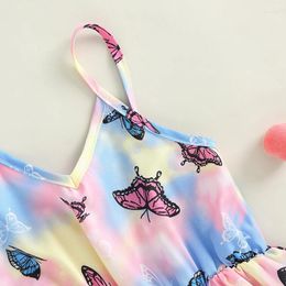 Girl Dresses Toddler Girls Summer Casual Sling Dress Sleeveless Backless Butterfly Print