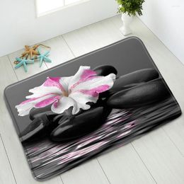 Bath Mats Anti-Slip Mat Zen Stone Bamboo Flower Indoor Floor Home Carpet Kitchen Bedroom Living Room Doormat Absorbent Foot Pad