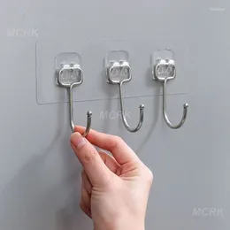 Hooks 3/4/5/6 Row Transparent Wall Hook Strong Self Adhesive Door Hangers Hanging Suction Heavy Load Rack Kitchen Bathroom