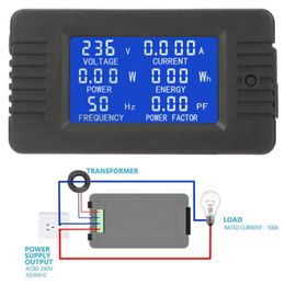 LCD Display Digital AC Voltage Current Power Energy Meter Test Measurement With Closed Type CT 100A AC80-260V