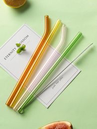 Drinking Straws Stained Glass Elbow Straw Food Grade Environmentally Friendly Beverage Water Cup Non-Non Returnable Container