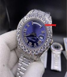 Blue Face Silver Diamond Watch Classic Men039s Business Automatic Watch Silver Diamond Stainless Steel Strap High Quality Bouti4989417